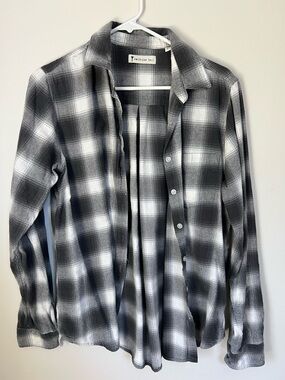 American Tall Black & White Plaid Button-Down Shirt